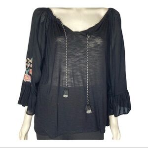 Vintage America Blues Embroidered Bell Sleeve Sz L